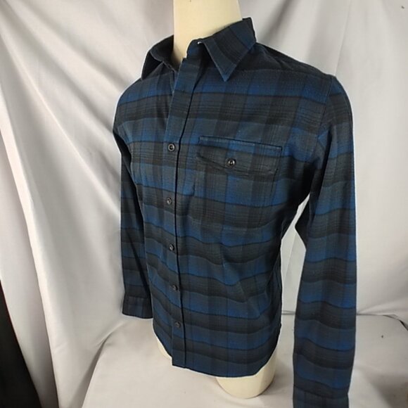 Swiss Tech Black/Blue Poly Blend Flannel Button Down Shirt Men’s Size Large - Picture 3 of 6